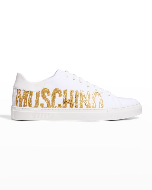 Moschino Metallic Logo Paint Low-Top Sneakers