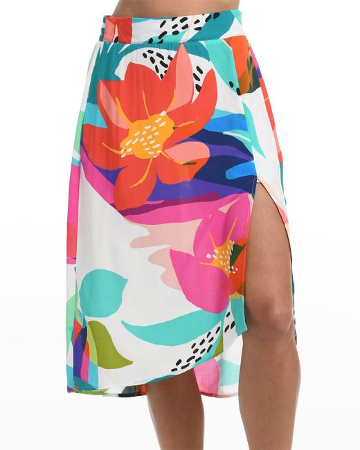 La Blanca Floral Coverup A-Line Skirt w Pockets