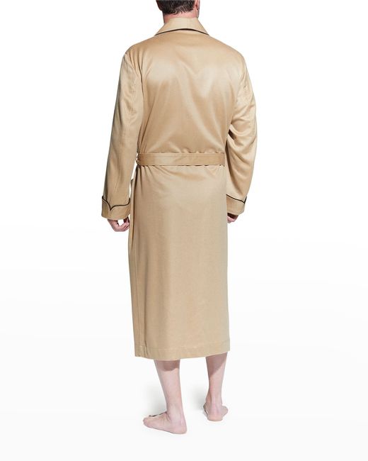 Majestic International Cashmere Braid-Trim Shawl Robe