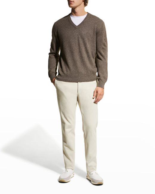 Neiman Marcus Knit V-Neck Sweater