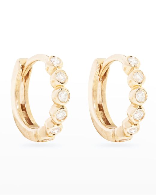 Stone And Strand Bezel Diamond Huggie Earrings