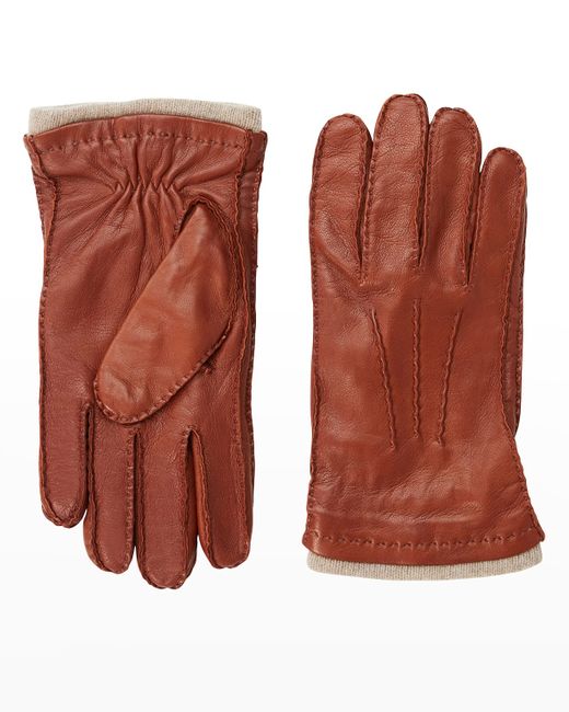 Bruno Magli Leather/Cashmere Hand-Stitched Gloves
