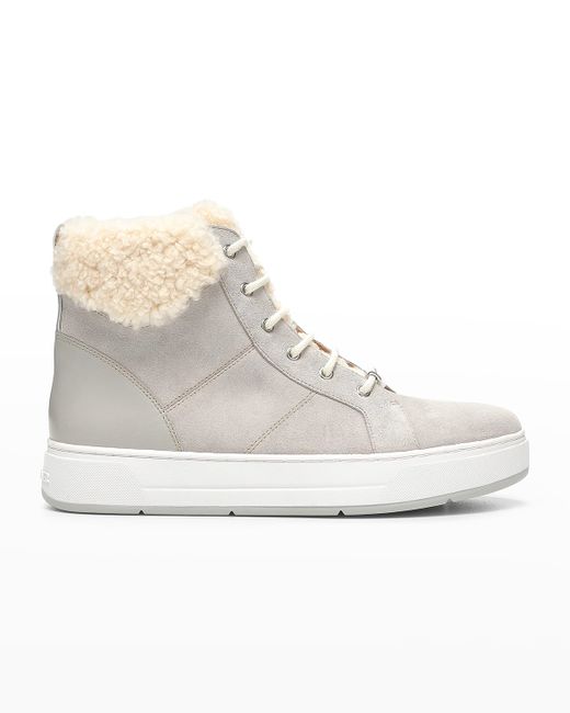 Donald J Pliner Remi Suede Shearling High-Top Sneakers