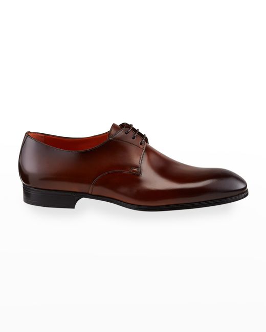 Santoni Induct Burnished Leather Derby Shoes