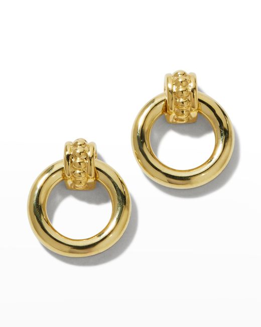 Lagos 18K Caviar Gold 10mm Circle Drop Earrings