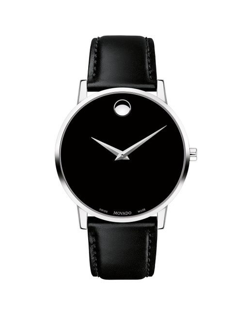 Movado 40mm Ultra Slim Watch with Leather Strap 26 Museum Dial