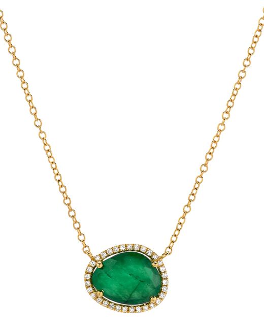 Zoe Lev Jewelry 14k Yellow Diamond and Emerald Necklace