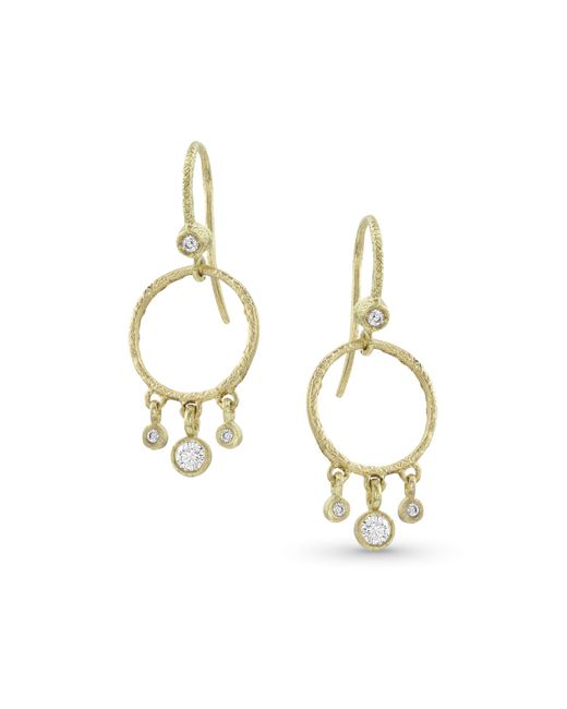 Dominique Cohen 18k Gold Diamond Hoop Drop Fringe Earrings