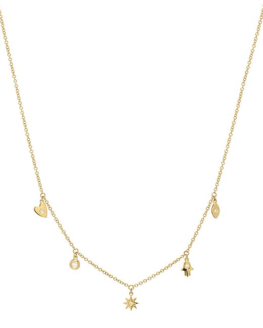 Zoe Lev Jewelry 14k and Diamond Charm Necklace