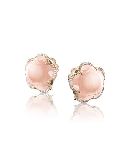 Pasquale Bruni Bon Ton 18k Rose Quartz Earrings with Diamonds