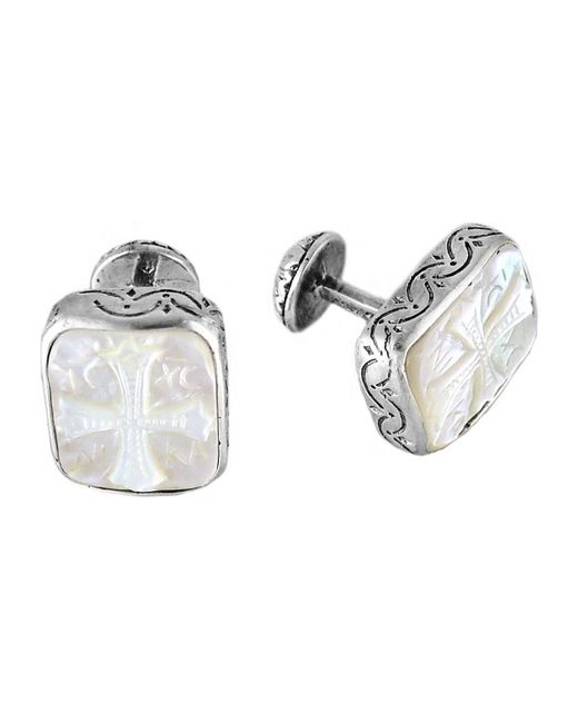 Konstantino Color Classics Sterling 26 Mother-of-Pearl Cross Cuff Links