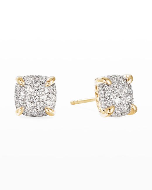 David Yurman Chatelaine Stud Earrings in 18K Gold with Full Pave Diamonds 7mm
