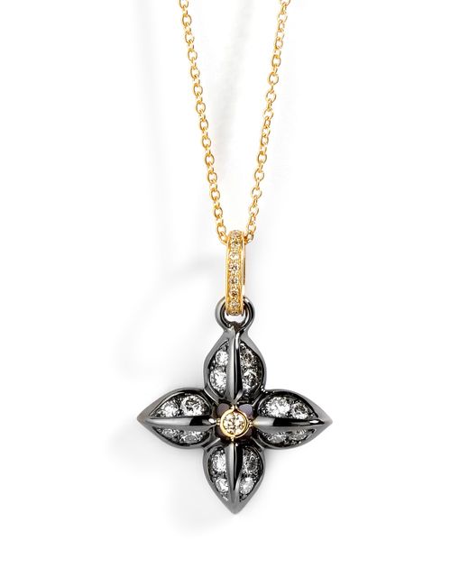 Syna Diamond Four-Petal Flower Necklace in Two-Tone