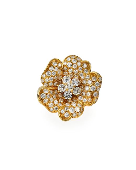 Leo Pizzo 18k Gold Pave Diamond Flower Ring 6