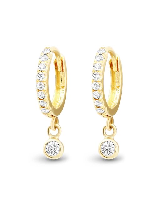 Jennifer Meyer Diamond Huggie Mini Bezel Drop Earrings