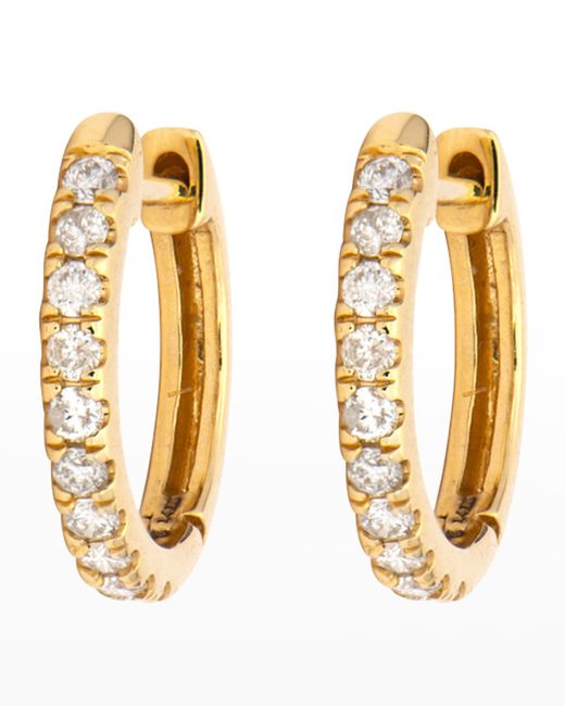 Three Stories Jewelry 14k Gold Classic Diamond Huggie Hoop Earrings