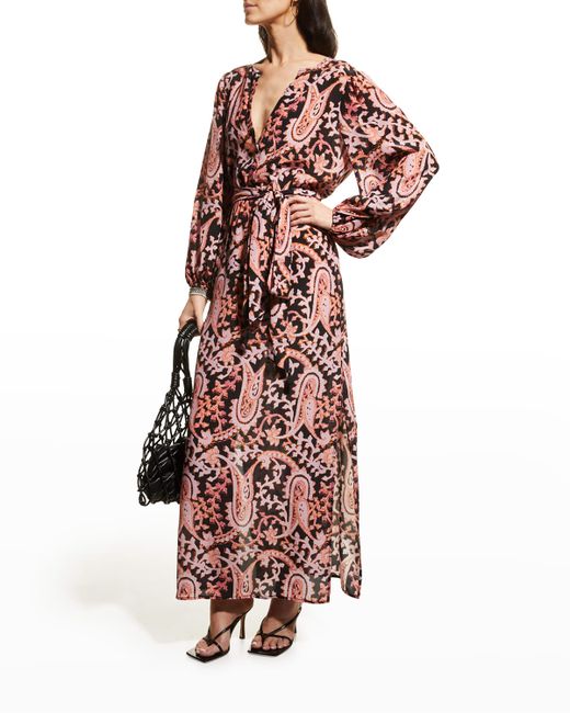 Figue Emani Paisley-Print Belted Maxi Dress