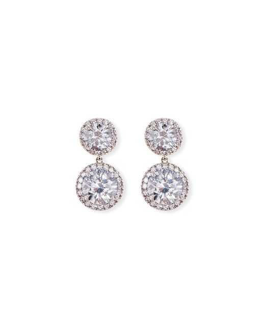 Fantasia by DeSerio Round CZ Halo Double-Drop Earrings