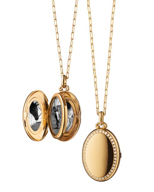 Monica Rich Kosann 18k Gold Midi Diamond 4-Image Locket Necklace