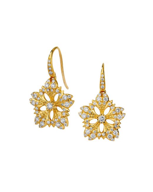 Syna 18k Diamond Flower Drop Earrings