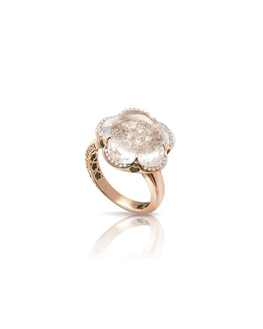 Pasquale Bruni 18k Rose Gold Rock Crystal Ring with Diamonds