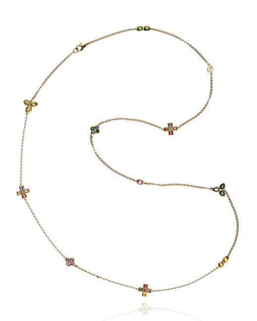 Alexander Laut 18k Gold Diamond Sapphire Mix and Tsavorite Necklace 39L