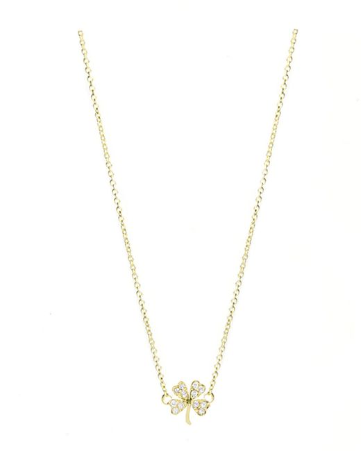 Jennifer Meyer 18k Mini Diamond Four-Leaf Clover Necklace