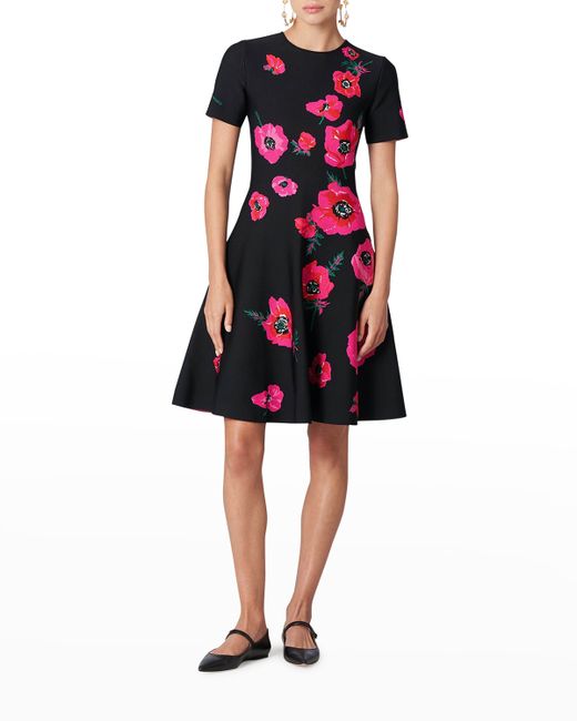 Carolina Herrera Poppy Print Fit--Flare Dress