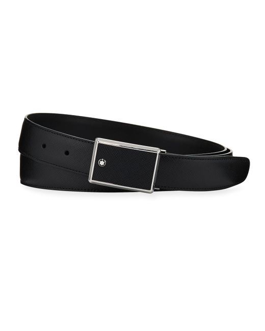 Montblanc Rectangle-Buckle Leather Belt