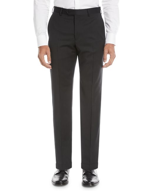 Emporio Armani Basic Flat-Front Wool Trousers