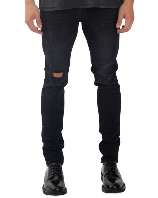Purple Dropped-Fit Distressed Resin Jeans