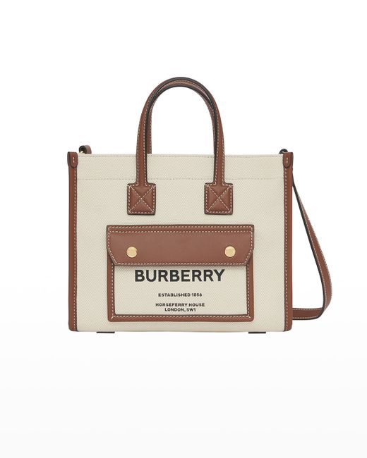 Burberry Canvas Logo Top Handle Tote Bag