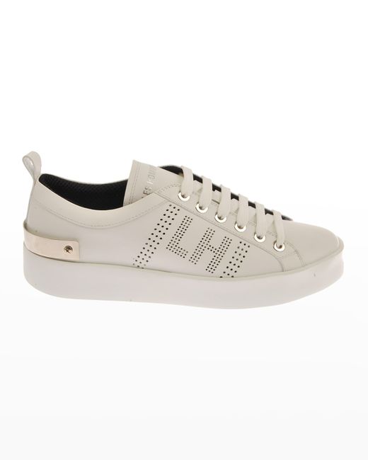 Les Hommes Perforated Logo Leather Low-Top Sneakers