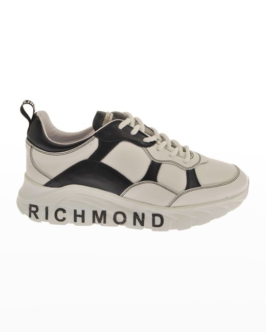 John Richmond Logo Bicolor Leather Low-Top Sneakers