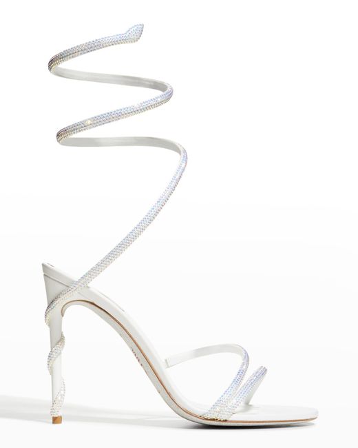 Rene Caovilla 105mm Strauss Snake Ankle-Wrap Sandals