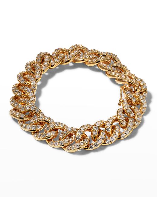 Leo Pizzo Gold Link Bracelet with Pave Diamonds