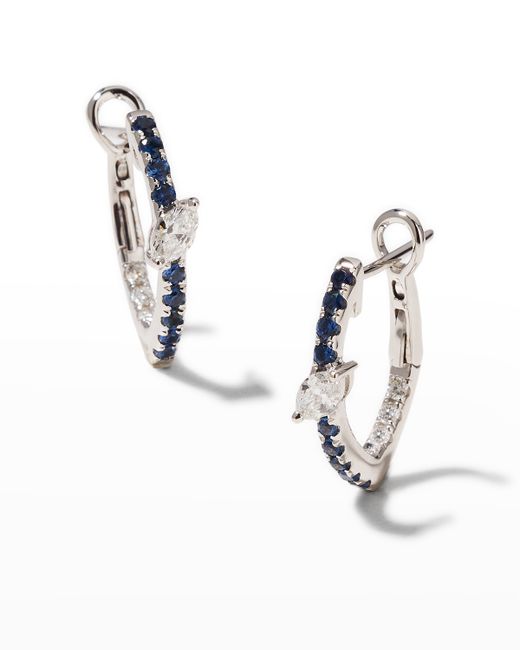 Frederic Sage Marquise Center Diamond and Sapphire Hoop Earrings