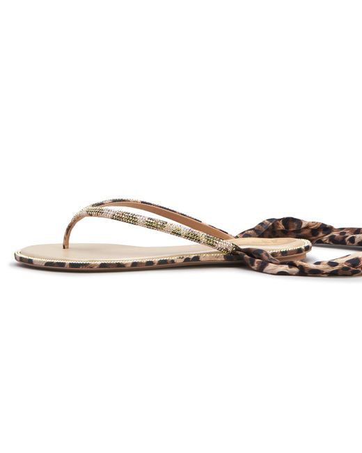 Rene Caovilla Leopard-Print Shimmer Thong Sandals