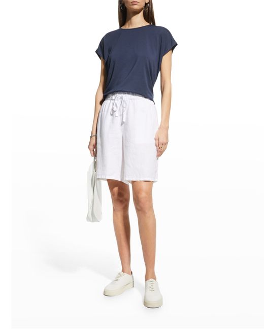 Eileen Fisher Organic Linen Mid-Thigh Drawstring Shorts