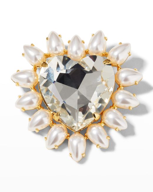 Lele Sadoughi Sweetheart Oversized Crystal and Pearly Brooch