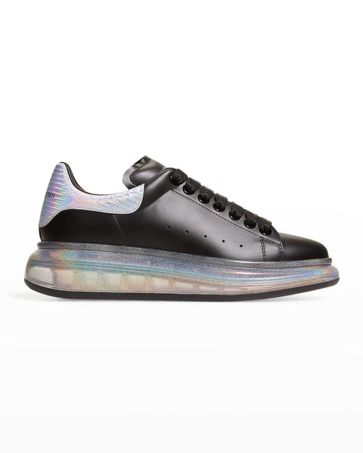 Alexander McQueen Oversized Iridescent Leather Clear-Sole Sneakers