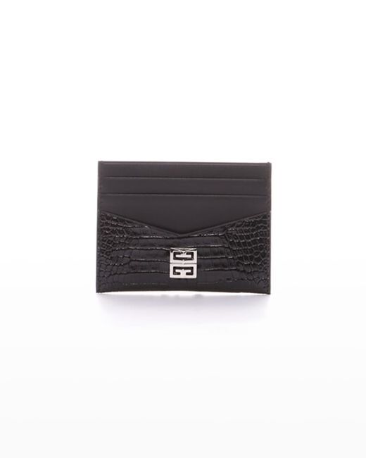 Givenchy Croc-Embossed Leather Card Holder