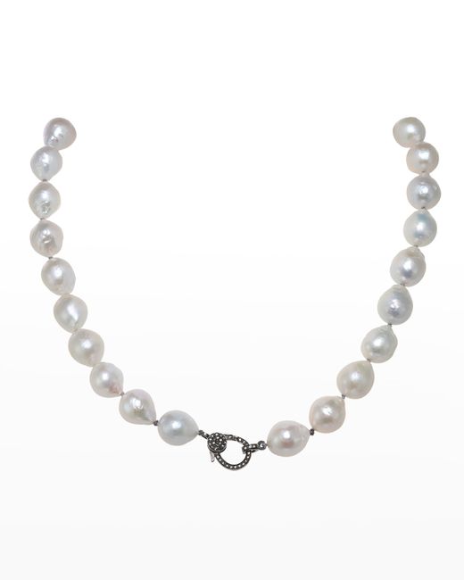 Margo Morrison Small Baroque Pearl Necklace with Diamond Clasp 10-12mm 18L