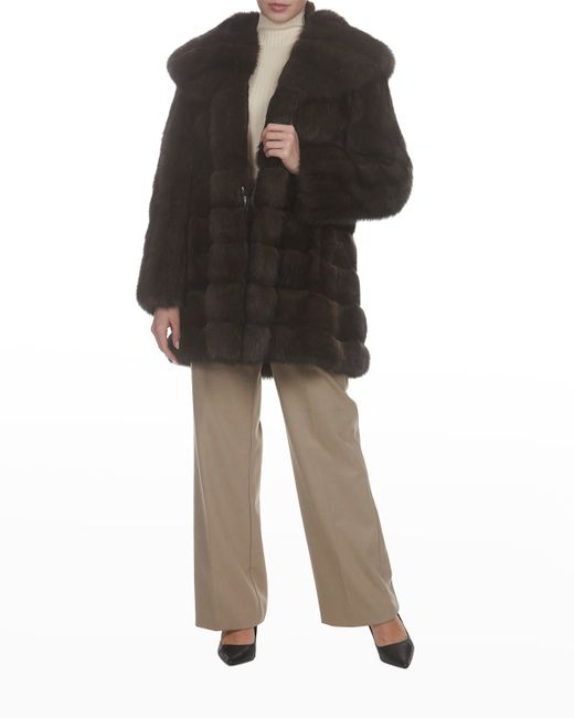 Gorski Horizontal Russian Sable Fur Stroller Coat