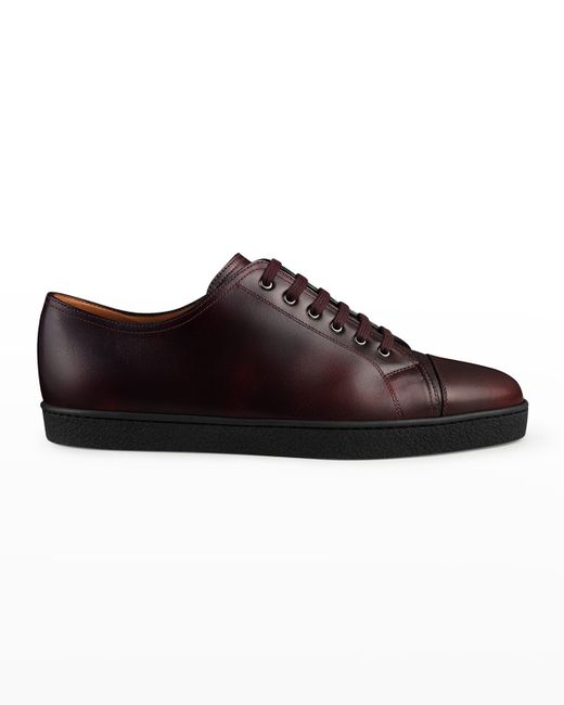 John Lobb Burnished Leather Low-Top Sneakers