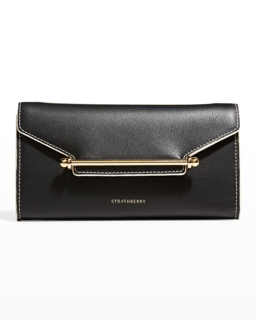 Strathberry Multrees Flap Leather Wallet on Chain