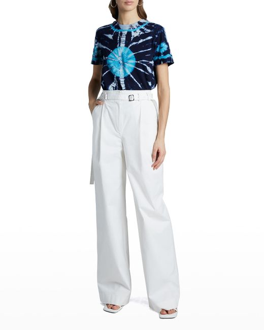 Proenza Schouler White Label Classic Tie Dye Short-Sleeve Cotton Shirt