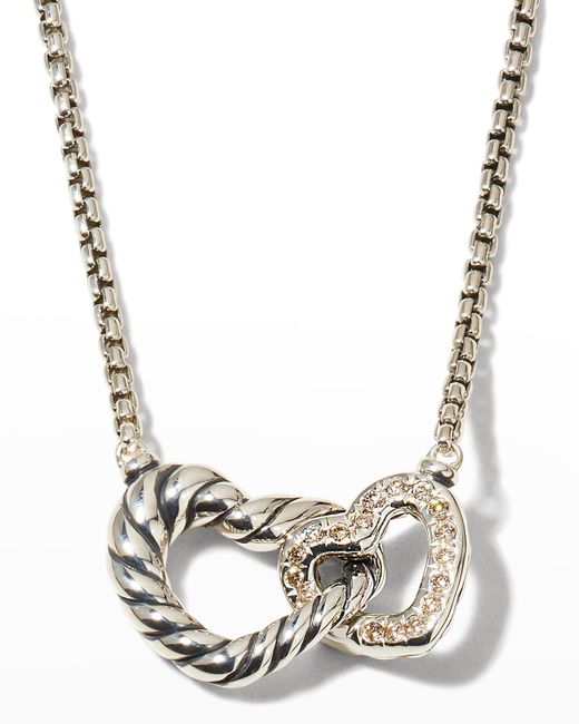 David Yurman Double-Heart Necklace with Diamonds in Sterling