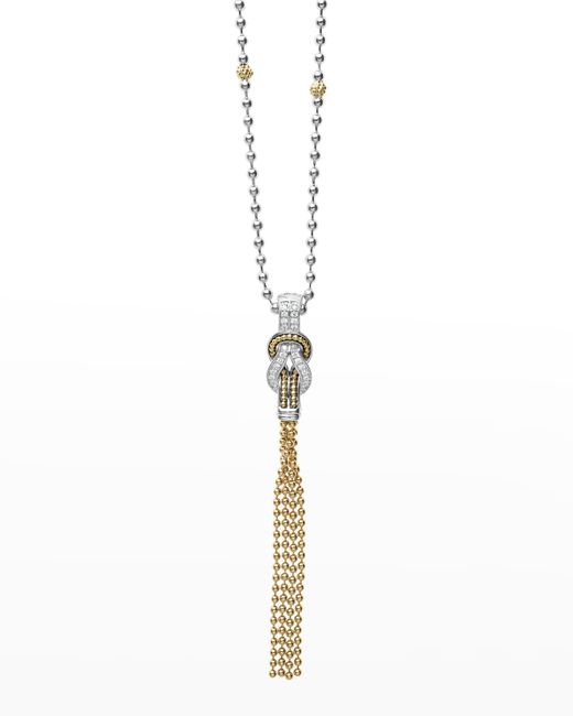 Lagos Newport Diamond 70mm Knot Tassel Pendant Necklace