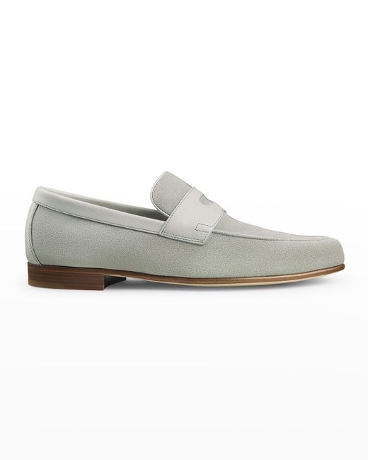 John Lobb Soft Suede Penny Loafers
